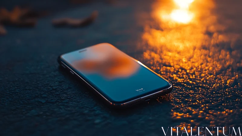 Golden Light Reflects Off a Smartphone's Sleek Surface