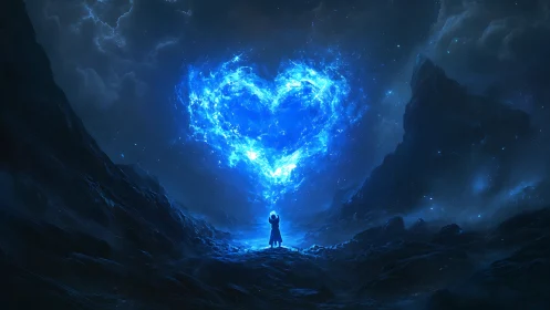 Luminous Heart Portal: Ethereal Energy Formation in Monumental Landscape.