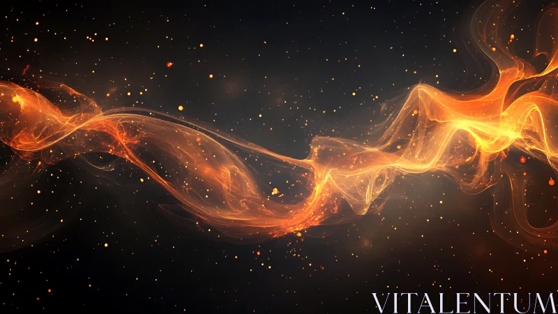 Flowing Fire Against Dark Space.