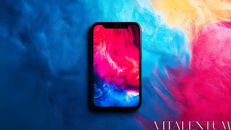 Smartphone Display Vibrant Fluid Abstract Composition.