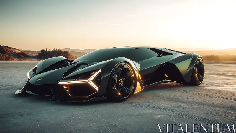 Futuristic hypercar render with low-slung aerodynamic geometry.