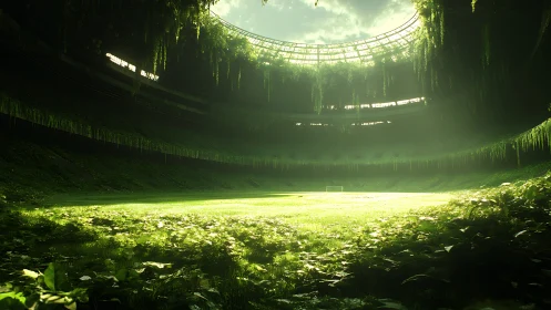Nature quietly reclaims a forgotten football colosseum