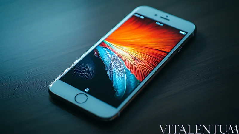 Smartphone Display Rendering Radiant Feather Morphology in Luminous Gradation.