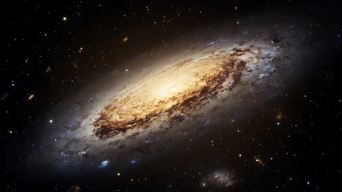 Spiral galaxy with dense bright core in deep space field.