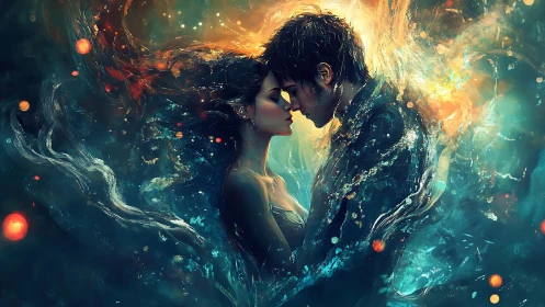 Two Souls Embraced in Luminous Magic