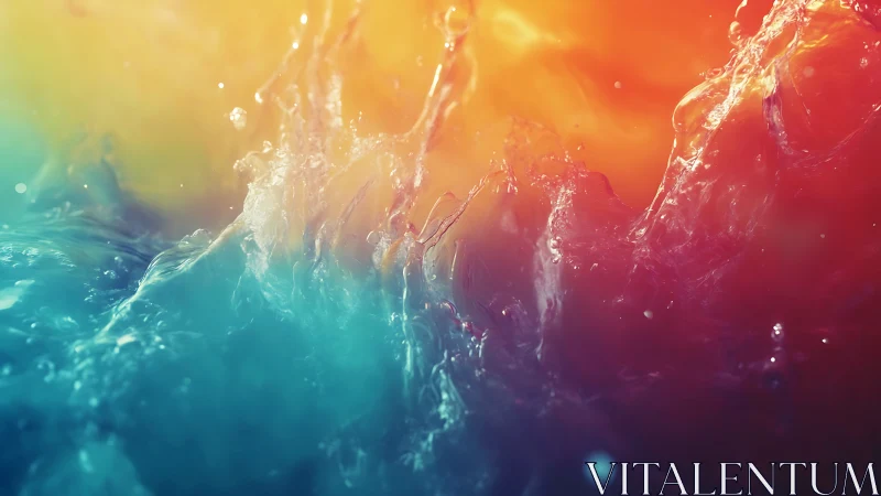 Colorful water splash glowing with sunrise energy.