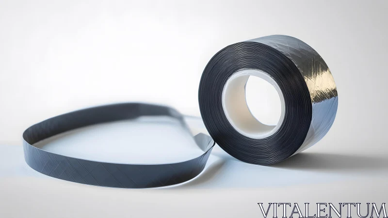 Roll of Black Adhesive Tape in Minimalist Studio Lighting.
