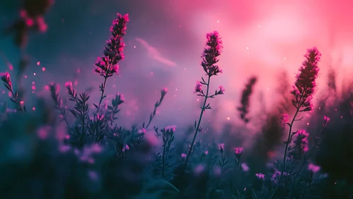 Neon Flowers in Twilight Haze.