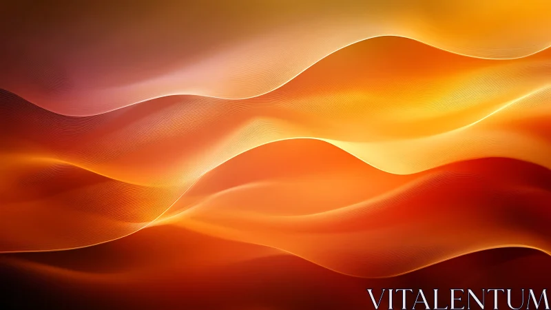 Layered orange light waves forming fluid abstract pattern.
