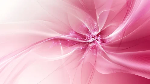 Elegant Abstract Pink Fractal Art with Flowing Lines and Light.