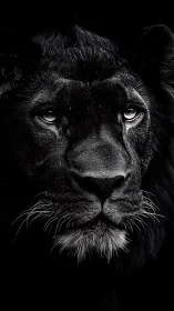 Quiet Midnight Lion Gaze in Soft Silver Highlights.