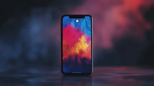 Edge-lit smartphone with vivid abstract OLED lock-screen display