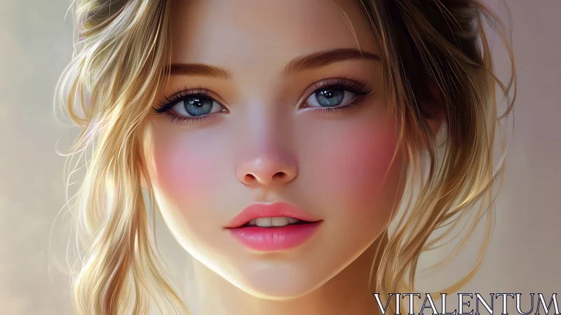 Young woman portrait rendered in soft digital realism