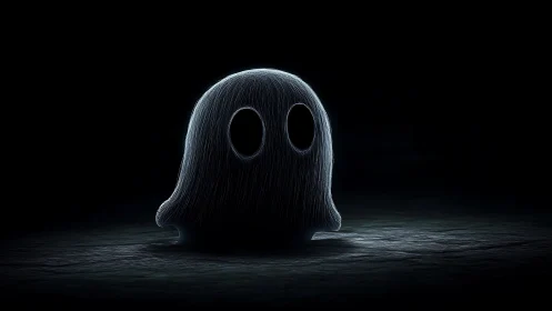 Isolated ghost-like figure under narrow overhead light.