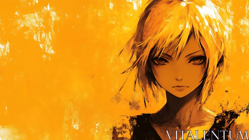 Digital portrait shows stylized figure against orange ground