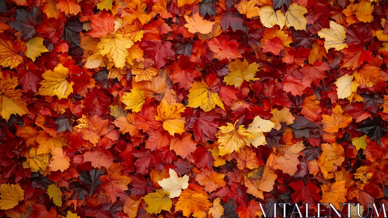 Autumn maple leaves cover ground in dense overlapping layer