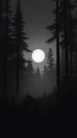 Lunar Vigil Through Towering Sentinels of Night