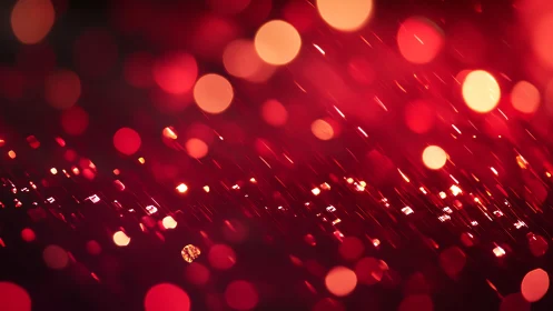 Abstract red bokeh lights with glowing streaks, digital art style.