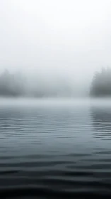 Whispered lake ripples vanish into a drifting silver fog.