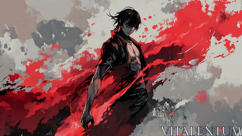 Crimson storm unbuttons the night around a lone fighter