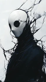 Digital painting of void-masked entity with fractal tendrils.