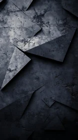 Layered dark geometric slabs form a textured abstract surface