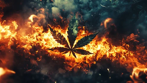 Blazing leaf carves a molten halo through rolling night smoke