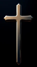 Gold metallic cross glows against deep black background.