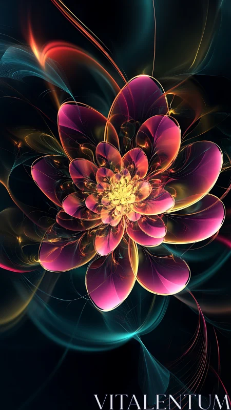 Fractal-luminescent petal array in radial computational bloom.