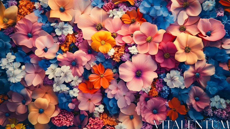 Vibrant Multicolored Flower Arrangement Overhead View.