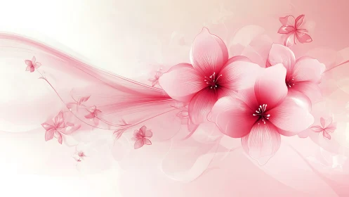Pink Floral Composition with Flowing Design.