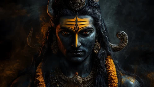 Divine warrior portrait renders Shiva in dramatic chiaroscuro