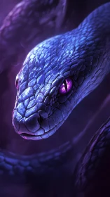 Bioluminescent serpent head rendered with high-detail scale topology