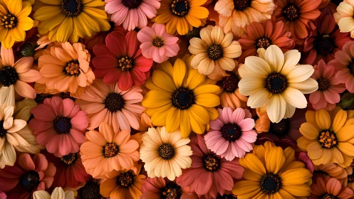 Vibrant Daisy Composition with Warm Earth Tones.