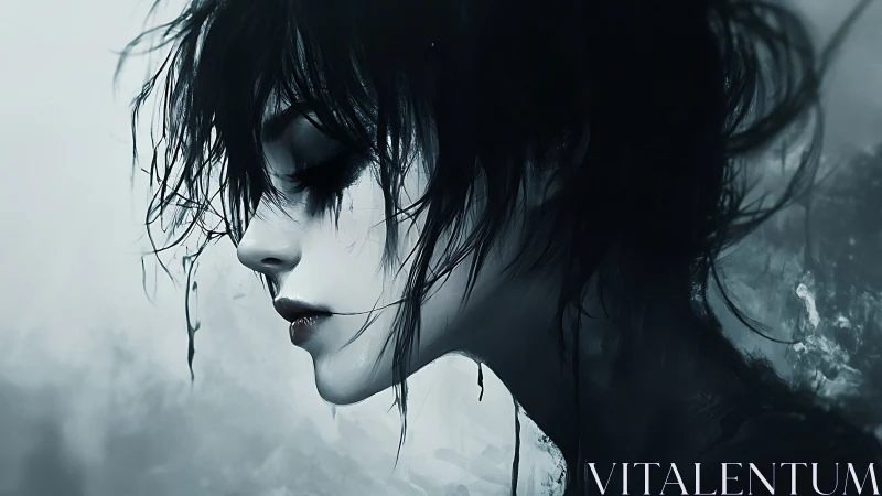 Quiet shadows cradle a pensive girl in soft grayscale calm