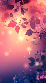 Backlit floral vines against gradient bokeh twilight backdrop