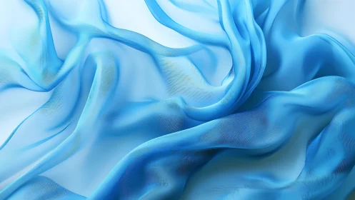 Translucent blue fabric folds occupy a softly lit surface