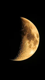 Golden crescent moon glows softly against the silent night