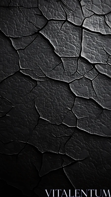 Dark cracked surface texture with irregular fractured pattern.