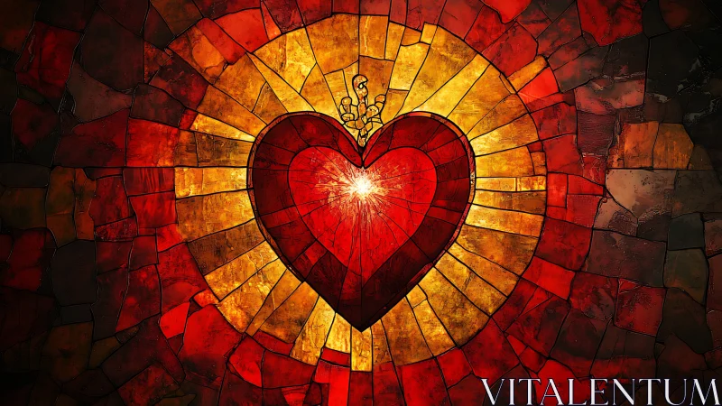 Sacred Heart Radiance. Stained Glass Heart Illuminated.
