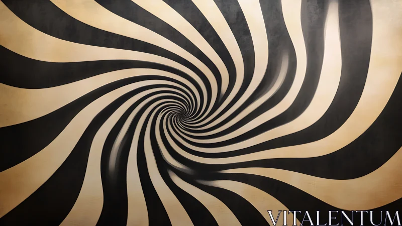 Radial vortex spiral forms hypnotic black and beige tunnel