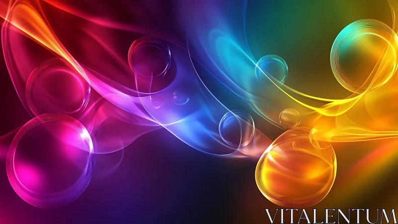 Spectral light orbits with translucent gradients and fluid ribbons