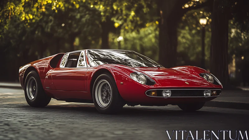 Crimson classic prowls sun-dappled boulevard like quiet thunder