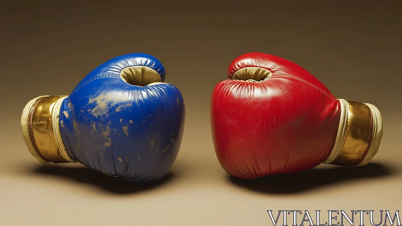 Dual-Glove Boxing Equipment Analysis: Blue and Red Leather.