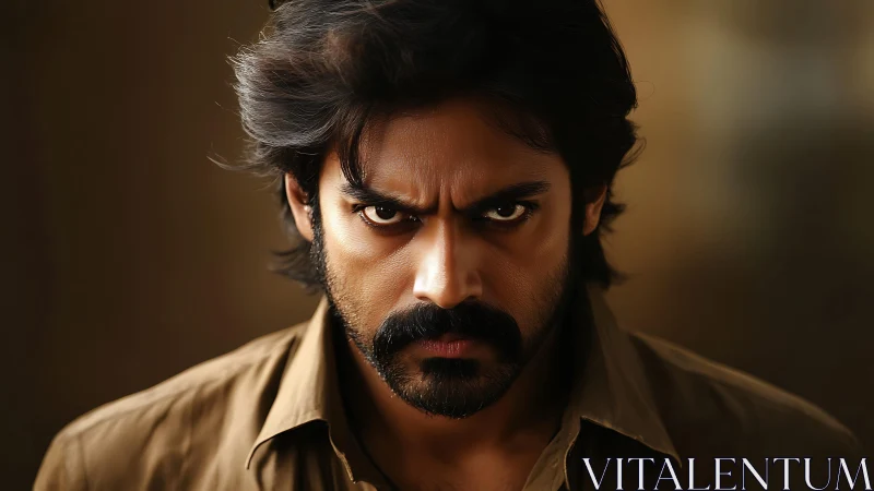 Cinematic close-up portrait with intense dramatic lighting.