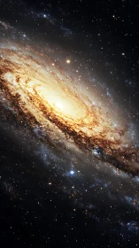 Spiral galaxy core with radiant golden stellar disk.