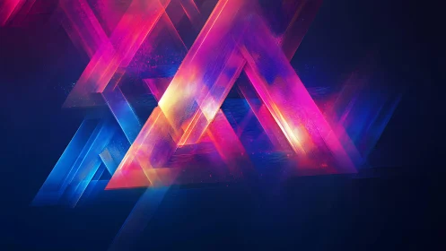 Vibrant Neon Triangle Abstract Art with Futuristic Digital Style.