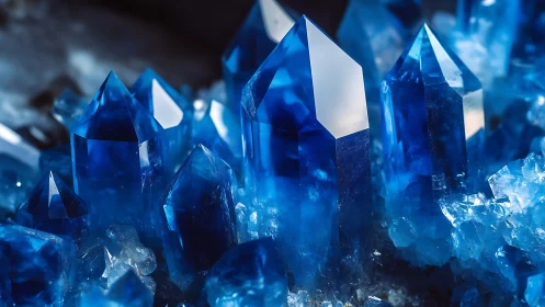 Deep blue crystal spires glowing like a secret cave skyline.