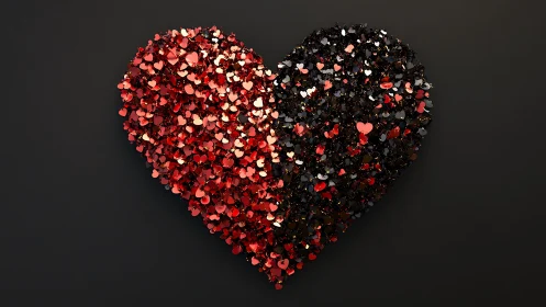 Dual-Tone Heart Composed of Luminous Particles. Contrast.