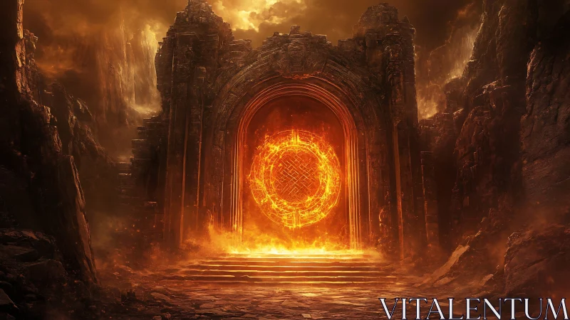 Ancient Temple Portal Blazes with Mystical Cosmic Energy